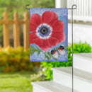 Intricate Poppy Suede Garden Flag