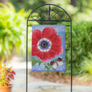 Intricate Poppy Suede Garden Flag