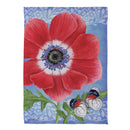 Intricate Poppy Suede Garden Flag