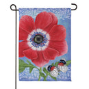 Intricate Poppy Suede Garden Flag