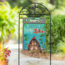 Welcome To The Lake Suede Garden Flag