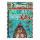 Welcome To The Lake Suede Garden Flag