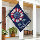 Patriotic Vibrant Sunflower Suede House Flag