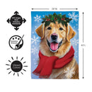 Happy Winter Golden Retriever Suede Flag House
