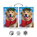 Happy Winter Golden Retriever Suede Flag House