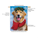 Happy Winter Golden Retriever Suede Flag House