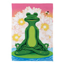 Meditating Summer Frog Suede House Flag