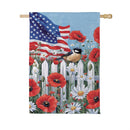 Patriotic Poppies & Bird Suede House Flag