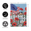 Patriotic Poppies & Bird Suede House Flag
