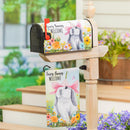Hop Into Spring Flower Time Suede Garden Flag