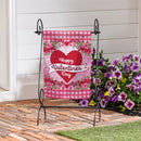 Checks & Swirls Valentines Suede Garden Flag