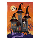 Haunted House Nighttime Suede Flag Garden