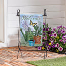 Cottage Garden Watering Can & Plants Suede Garden Flag