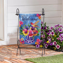 Pansies & Hummingbird Tea Cup Suede Garden Flag
