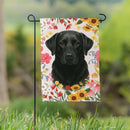 Pet Central Floral Black Lab Suede Flag Garden