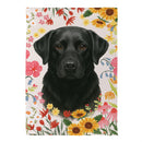 Pet Central Floral Black Lab Suede Flag House