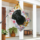 Pet Central Floral Black Lab Suede Flag House