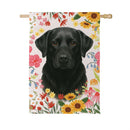 Pet Central Floral Black Lab Suede Flag House
