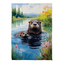 Otter Family Suede Garden Flag