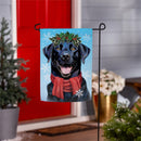 Happy Winter BlackLab Suede Flag Garden