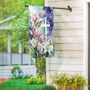 Tulip & Easter Lily Cross Suede House Flag