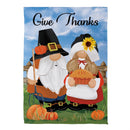 Thanksgiving Harvest Gnomes Suede Flag Garden