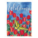 Red Tulip Sky Suede Garden Flag
