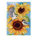 Sunflower Chickadees Suede House Flag