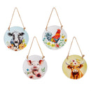 Hillside Pasture Suncatcher, Hand-painted Round Farm Animals Suncatcher, 5.5", Asst of 4, CDU