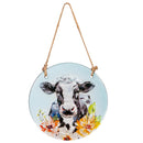 Hillside Pasture Suncatcher, Hand-painted Round Farm Animals Suncatcher, 5.5", Asst of 4, CDU