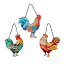 Hillside Pasture Suncatcher, Glass Rooster, 4.5", Asst of 3, CDU