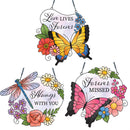 Memorial Suncatcher, Butterfly and Dragonfly Sentiment, Asst of 3, CDU