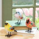 Cottage Garden Table Decor Resin Bird with Metal Feet, 4.75"L, Asst of 3