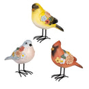 Cottage Garden Table Decor Resin Bird with Metal Feet, 4.75"L, Asst of 3