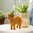 Hillside Pasture Table Decor Natural Fiber Floral Highland Cow, 11.5"L