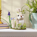 Hop Into Spring Table Decor Natural Fiber Floral Bunny with Butterfly, 9"H