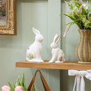 Hop Into Spring Table Decor Ceramic Floral Bunny, Set of 2