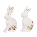 Hop Into Spring Table Decor Ceramic Floral Bunny, Set of 2