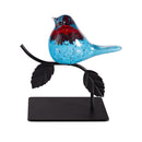Cottage Garden Table Decor Glass Bird on Metal Branch, 6.25"L, Asst of 2