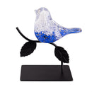 Cottage Garden Table Decor Glass Bird on Metal Branch, 6.25"L, Asst of 2