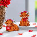 Valentine's Day Table Decor Resin Highland Cow, Asst of 2
