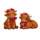 Valentine's Day Table Decor Resin Highland Cow, Asst of 2