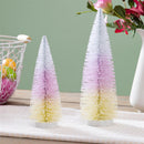 Hop Into Spring Table Decor Plastic Bottle Brush Ombre Tree, Set of 2