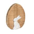 Hop Into Spring Table Decor Wood Egg with Ceramic Bunny, Set of 2