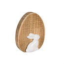 Hop Into Spring Table Decor Wood Egg with Ceramic Bunny, Set of 2