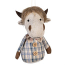 Petal & Plow Hanging Decor Fabric Cow, 5.5"H Asst of 2, In Wood Tray