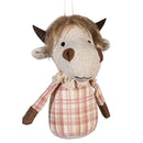 Petal & Plow Hanging Decor Fabric Cow, 5.5"H Asst of 2, In Wood Tray