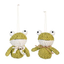 Cottage Garden Hanging Decor Fabric Frog, 4.5"H, In Basket