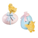 Hop Into Spring Table Decor Resin Chick with Egg, Asst of 2