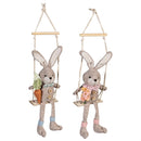 Hop Into Spring Hanging Decor Fabric Bunny on Swing, 19"H, Asst of 2